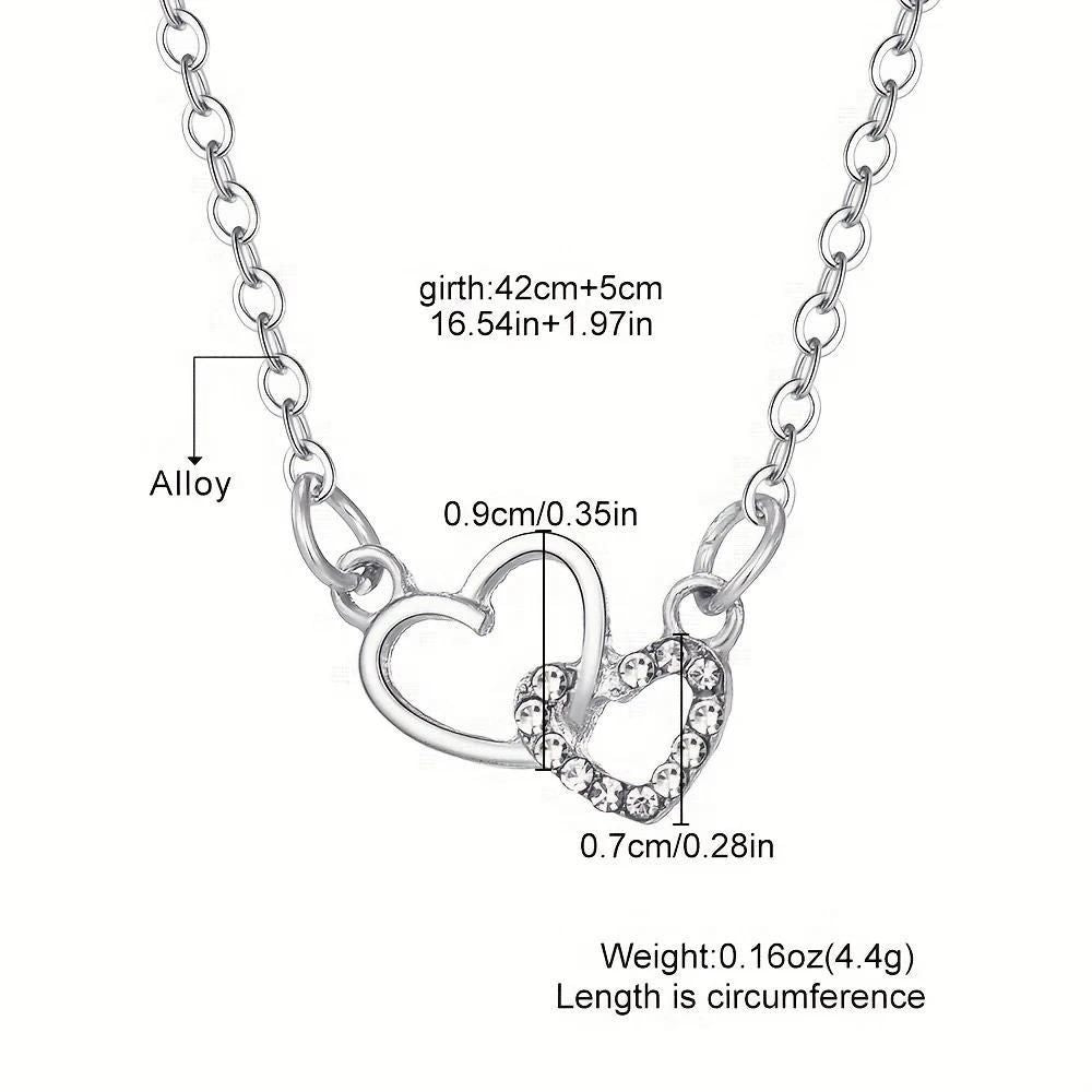 Women's Dual Heart Pendant with Chain Micro Plating - Aries Edge
