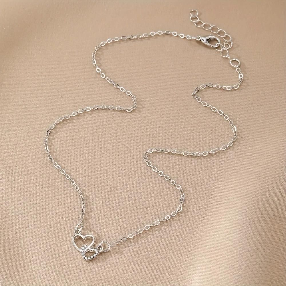 Women's Dual Heart Pendant with Chain Micro Plating - Aries Edge