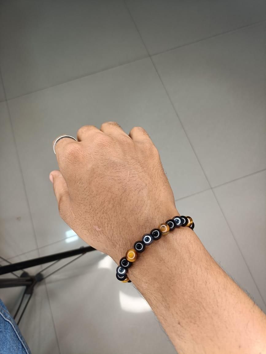 Tiger Eye Matte Black Beaded Bracelet(Combo) - Aries Edge