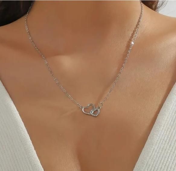 Women's Dual Heart Pendant with Chain Micro Plating - Aries Edge