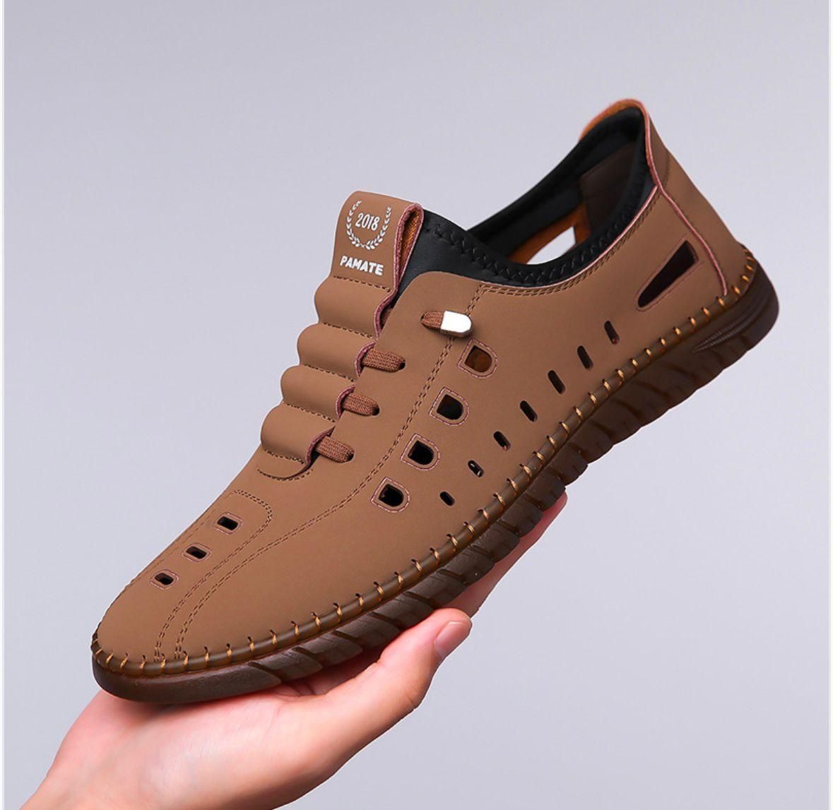 Men's Stylish Laser Cut Tan Casual Shoes - Aries Edge