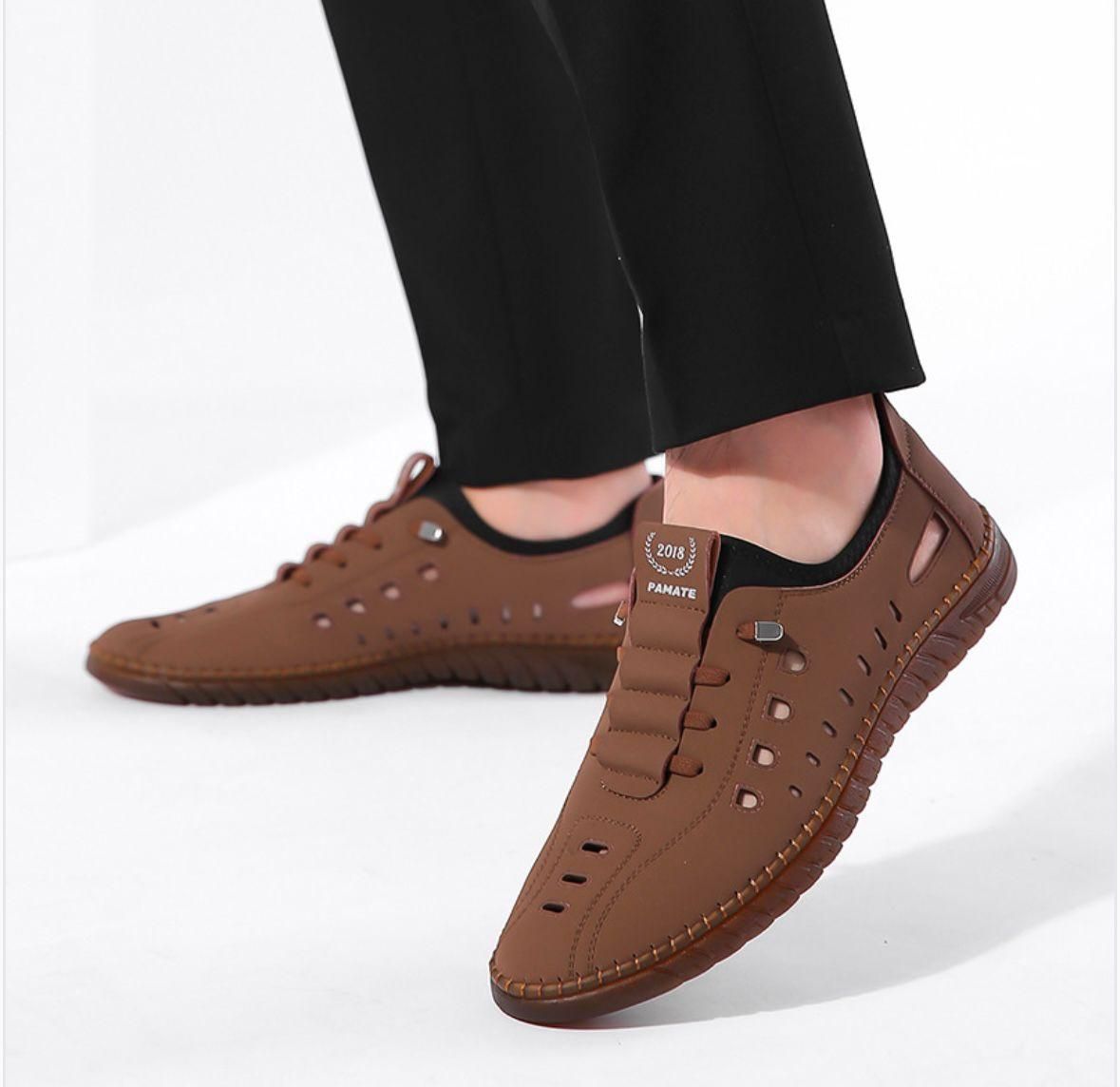 Men's Stylish Laser Cut Tan Casual Shoes - Aries Edge