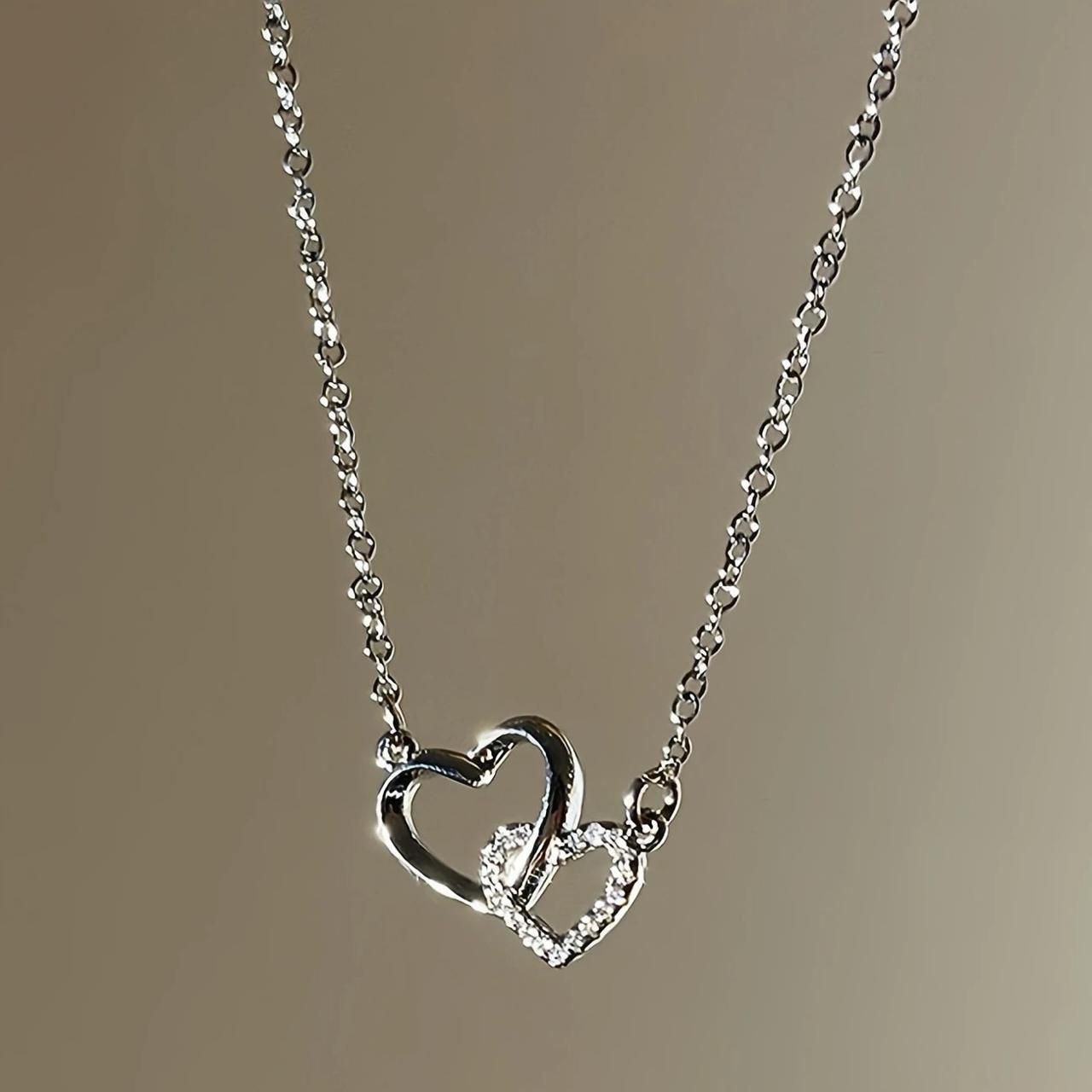Women's Dual Heart Pendant with Chain Micro Plating - Aries Edge