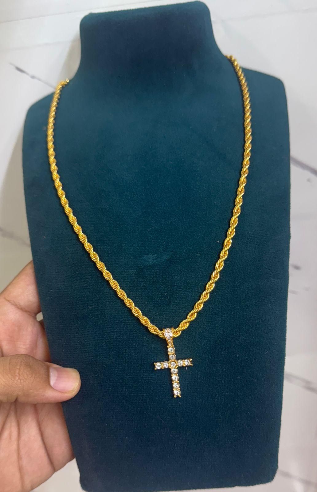 Men's Cross Pendant With Chain - Aries Edge