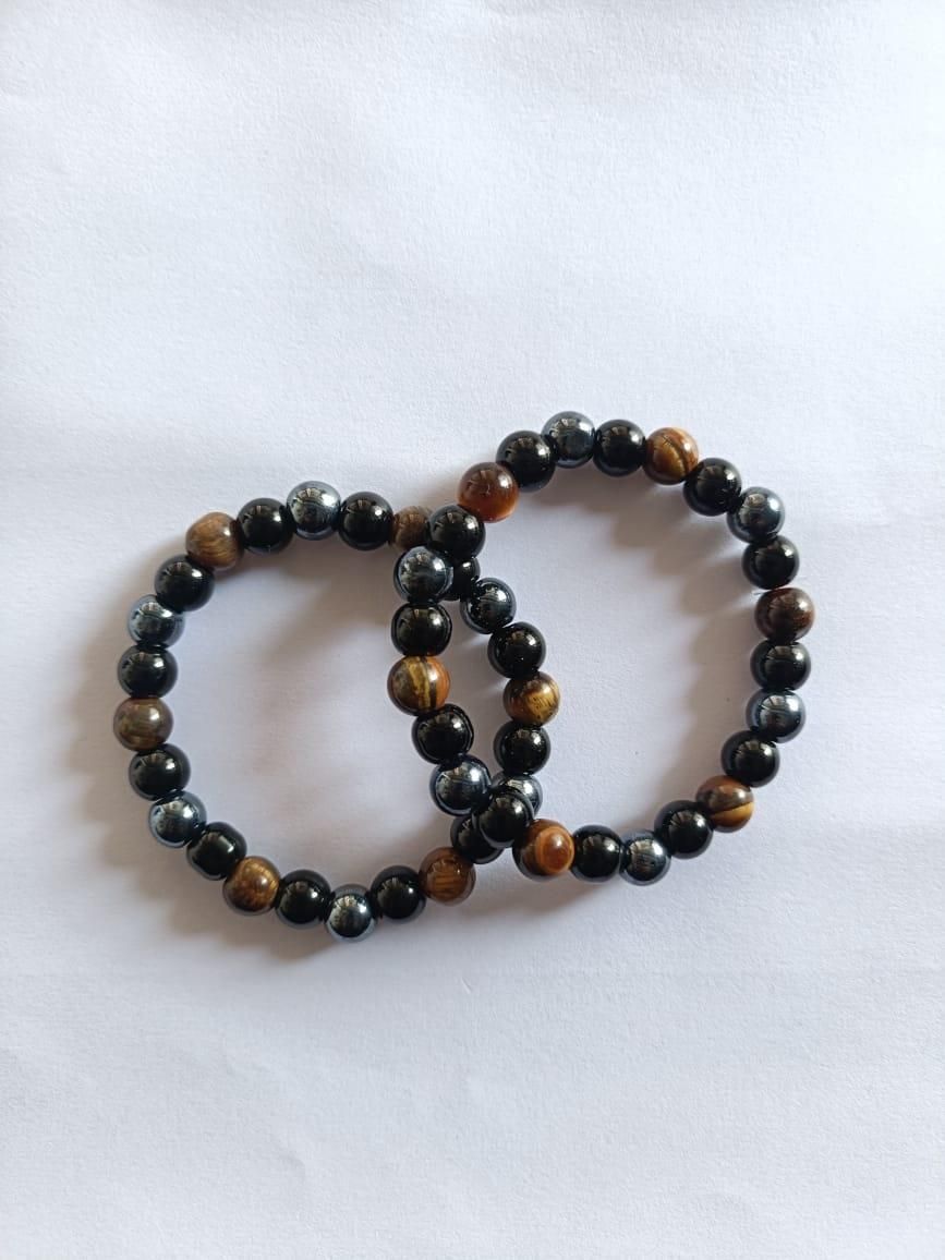 Tiger Eye Matte Black Beaded Bracelet(Combo) - Aries Edge