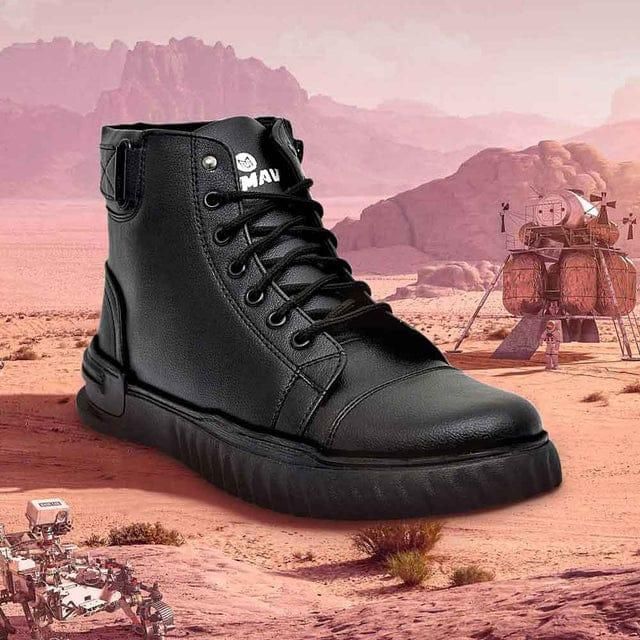 Men's Korean Style High Top Casual Shoes For Men (Black) - Aries Edge