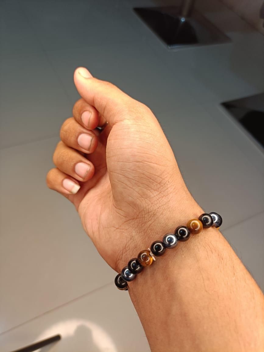 Tiger Eye Matte Black Beaded Bracelet(Combo) - Aries Edge