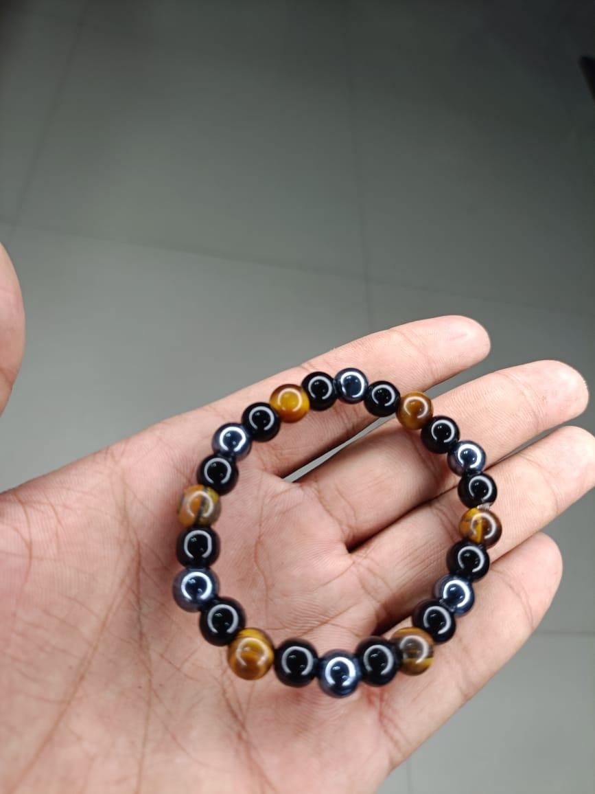 Tiger Eye Matte Black Beaded Bracelet(Combo) - Aries Edge