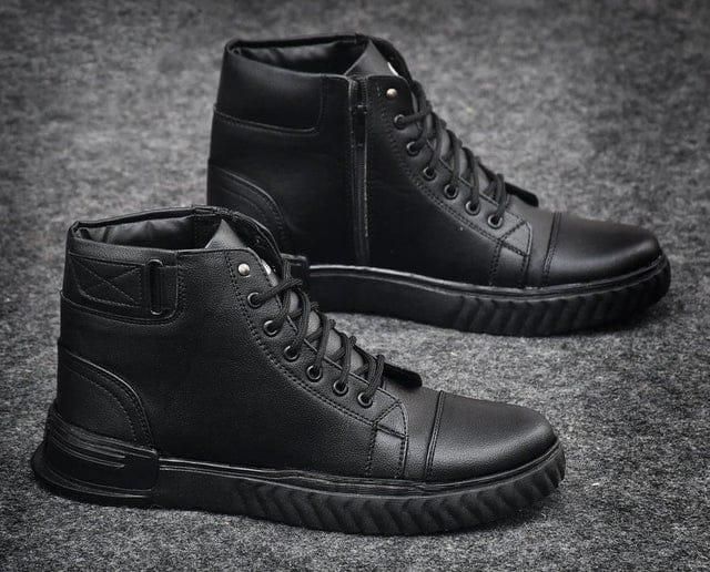 Men's Korean Style High Top Casual Shoes For Men (Black) - Aries Edge