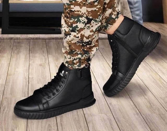 Men's Korean Style High Top Casual Shoes For Men (Black) - Aries Edge