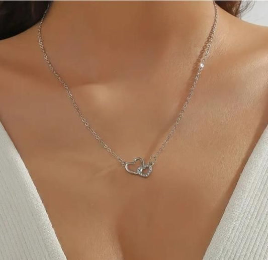 Women's Dual Heart Pendant with Chain Micro Plating - Aries Edge