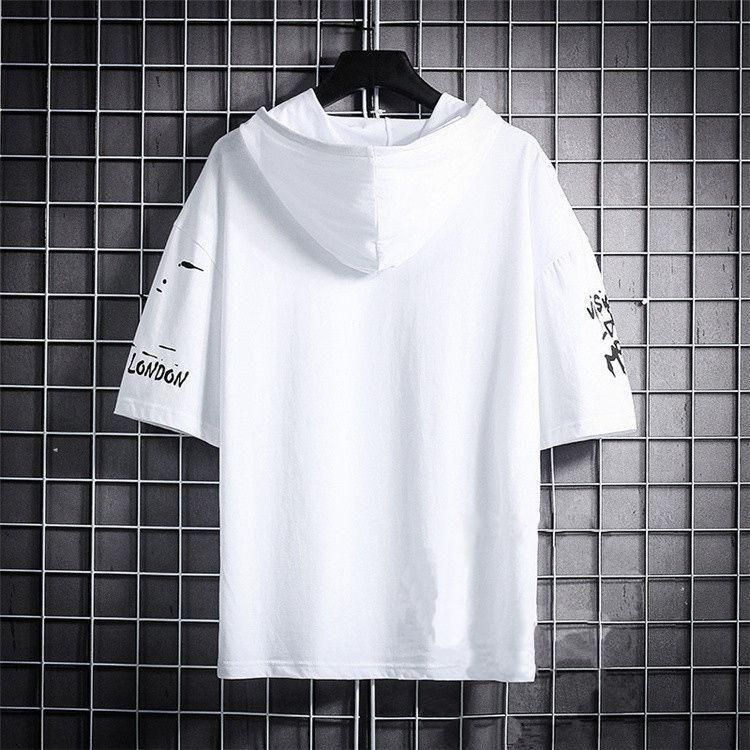 Typography Printed Hooded Cotton T-shirt - Aries Edge