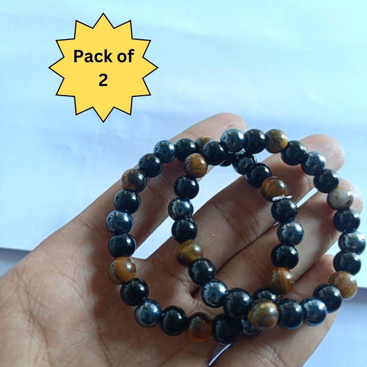 Tiger Eye Matte Black Beaded Bracelet(Combo) - Aries Edge