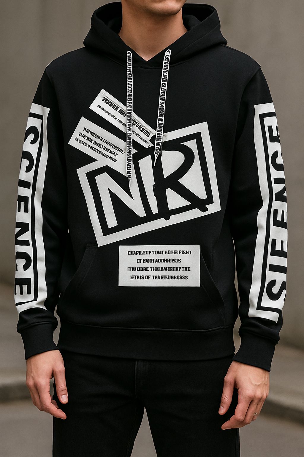 Cotton Blend Printed Full Sleeves Mens Hooded T-shirt - Aries Edge