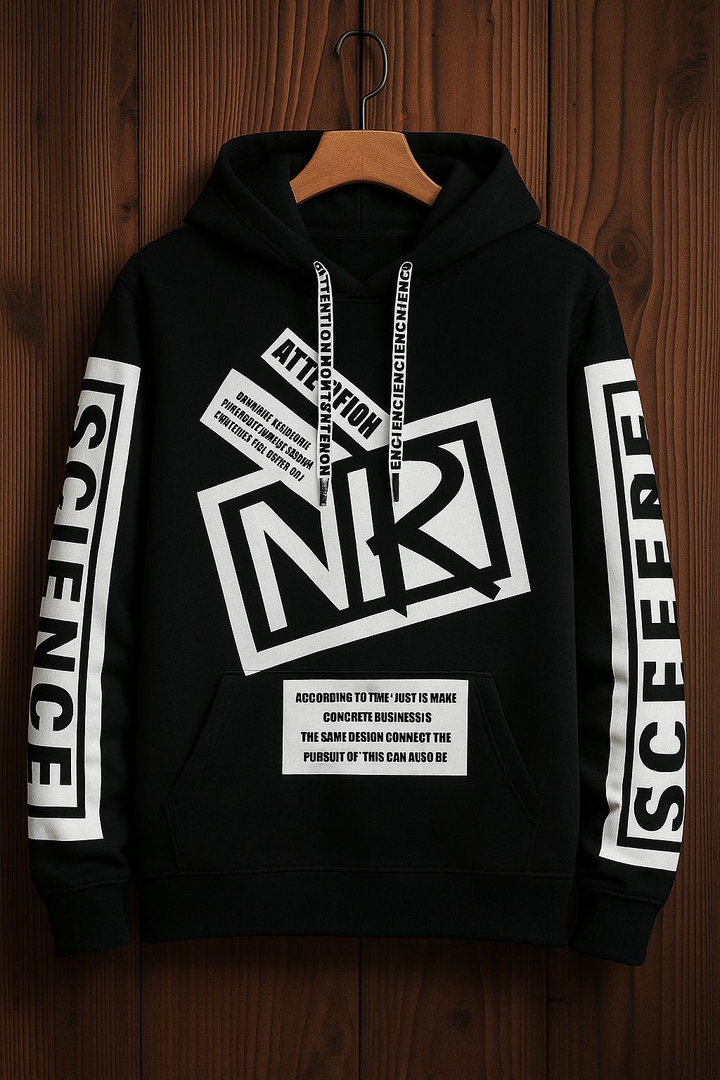 Cotton Blend Printed Full Sleeves Mens Hooded T-shirt - Aries Edge